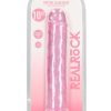 RealRock Crystal Clear Straight No Balls Dildo 10in - Pink
