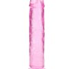 RealRock Crystal Clear Straight No Balls Dildo 10in - Pink