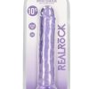 RealRock Crystal Clear Straight No Balls Dildo 10in - Purple
