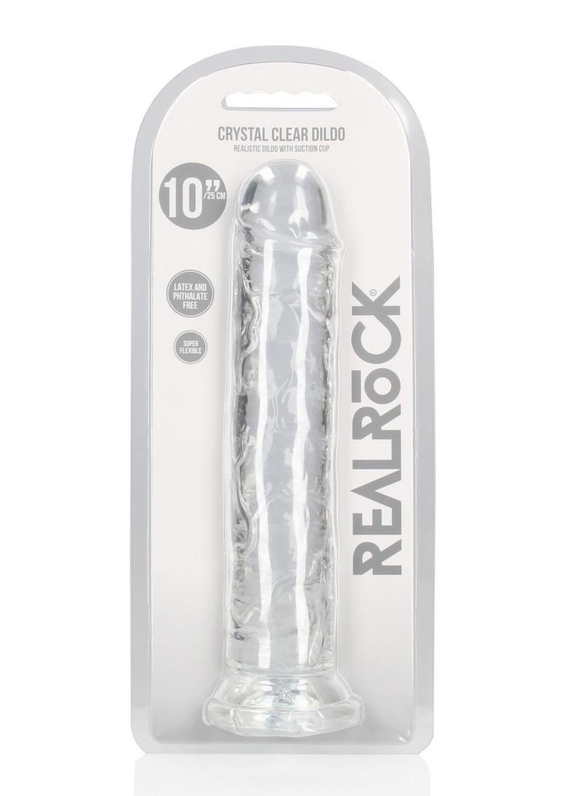 RealRock Crystal Clear Straight No Balls Dildo 10in - Clear