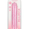 RealRock Crystal Clear Straight No Balls Dildo 11in - Pink