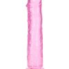 RealRock Crystal Clear Straight No Balls Dildo 11in - Pink