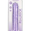 RealRock Crystal Clear Straight No Balls Dildo 11in - Purple