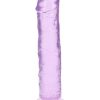 RealRock Crystal Clear Straight No Balls Dildo 11in - Purple