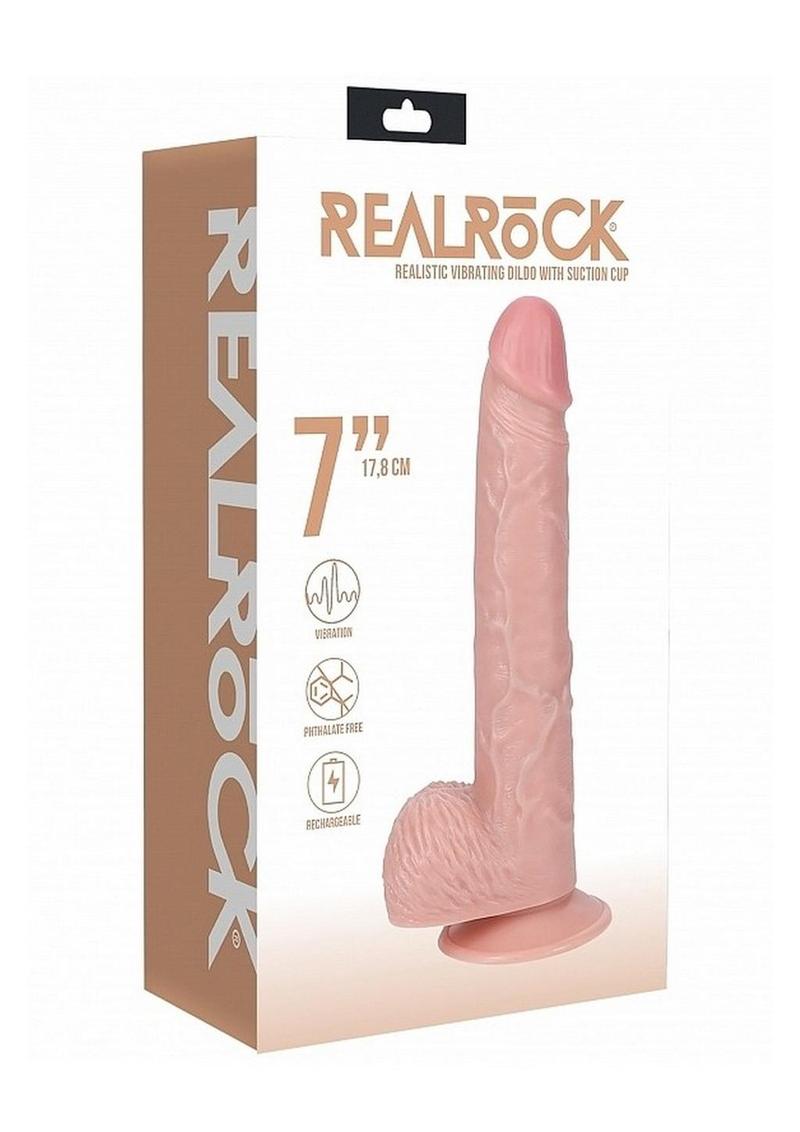 RealRock Vibrating Cock with Balls 7in - Vanilla