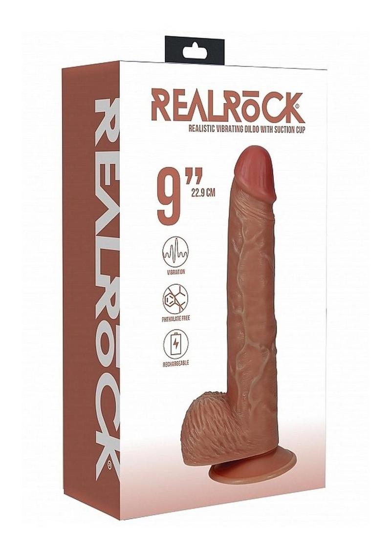 RealRock Vibrating Cock with Balls 9in - Caramel