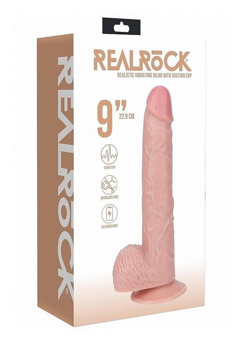 RealRock Vibrating Cock with Balls 9in - Vanilla