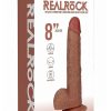 RealRock Vibrating and Rotating Cock with Balls Regular Straight 8in - Caramel