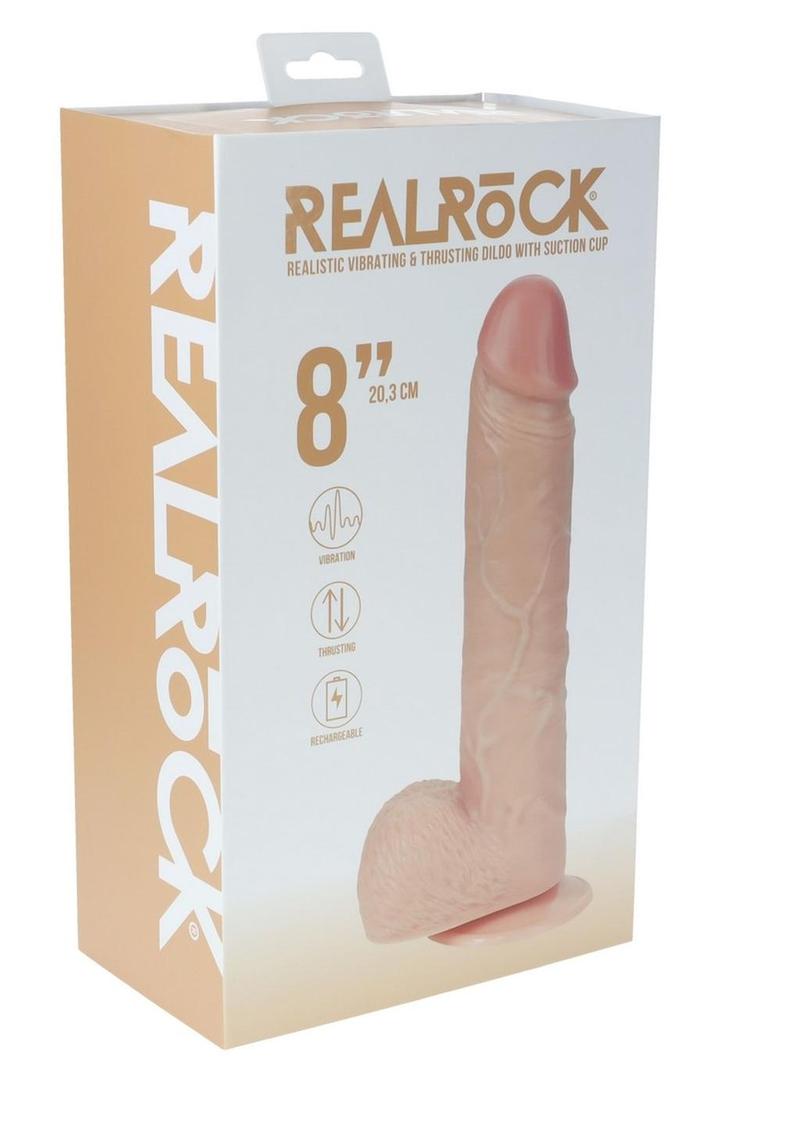 RealRock Vibrating and Thrusting Cock with Balls 8in - Vanilla