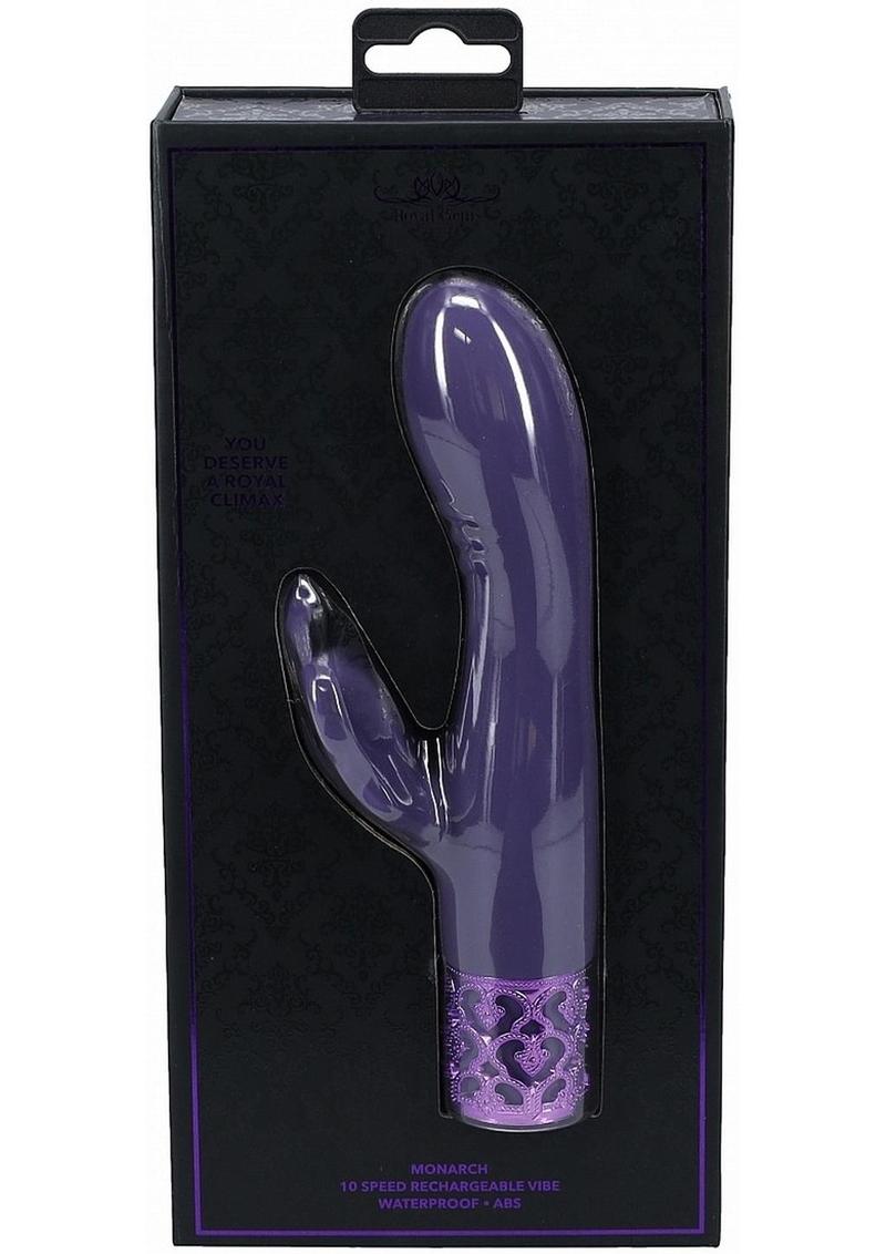 Royal Gems Monarch Rechargeable Silicone Rabbit Vibrator - Purple