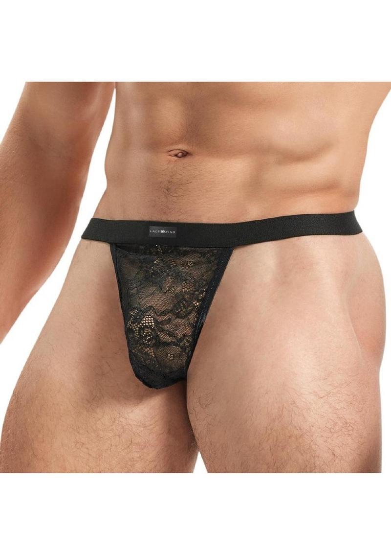 Lace King Lace G-String - Medium/Large - Black