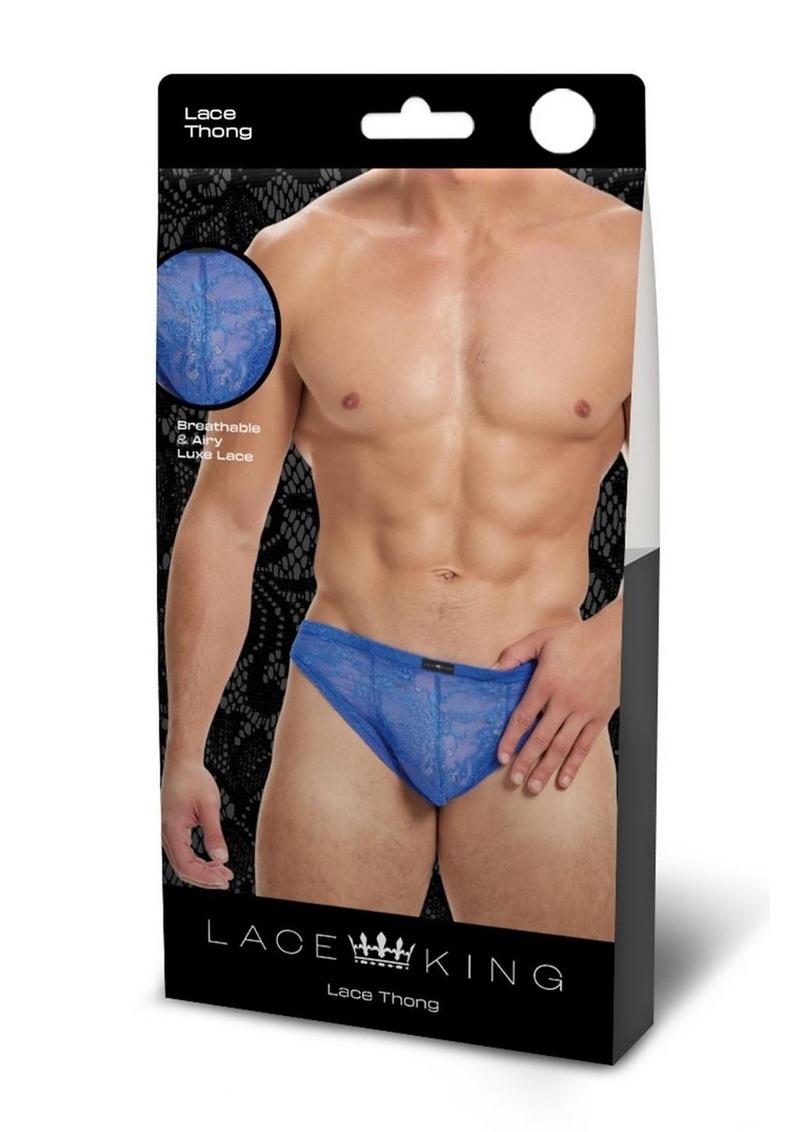 Lace King Lace Thong - S/M - Blue