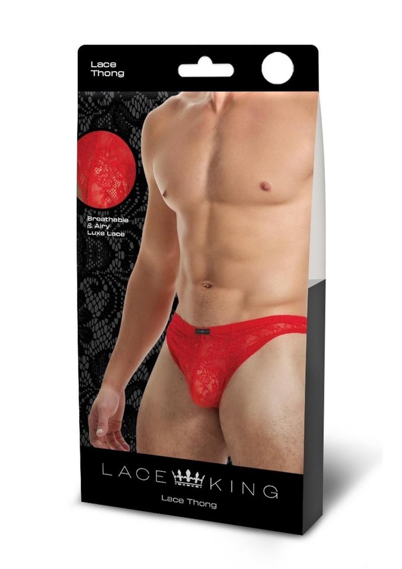 Lace King Lace Thong - M/L - Red