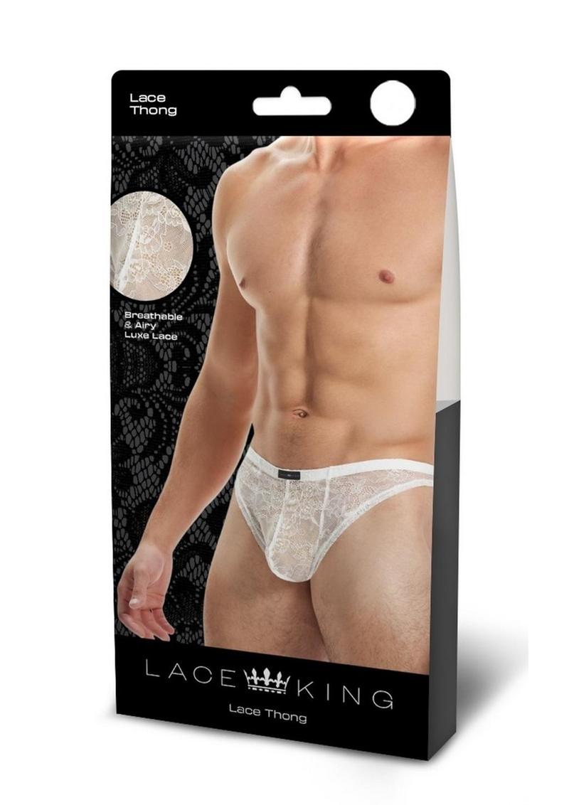 Lace King Lace Thong - L/XL - White