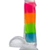 Neo Elite Glow in the Dark Silicone Rainbow Rave Dildo 6.5in - Multicolor