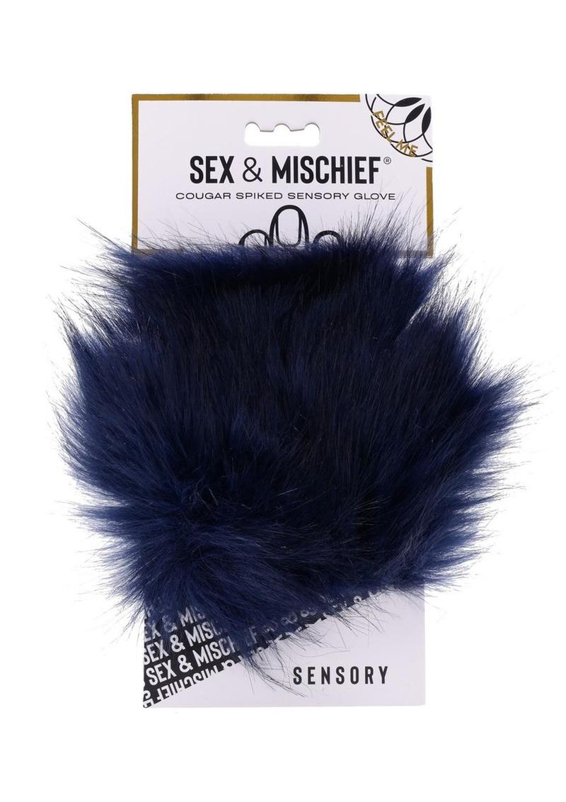 Sex and Mischief Cougar Spiked Sensory Glove - Navy/Gold