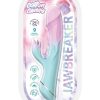 Cotton Candy Jawbreaker Rechargeable Silicone Rabbit Vibrator With Clitoral Stimulator - Fuschia/Aqua