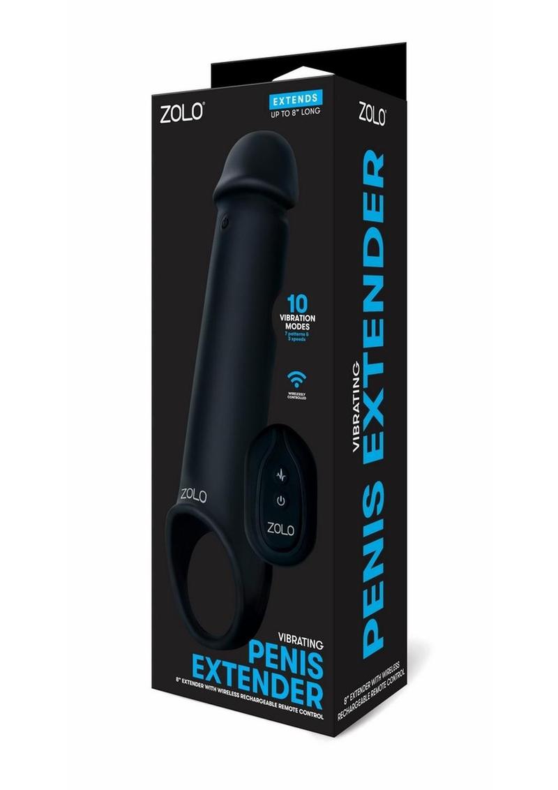 Zolo Vibrating Remote Controlled Silicone Rechargeable Penis Extender - Black