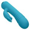 Thicc Chubby Thrusting Tickler Rechargeable Silicone Rabbit Vibrator- Blue