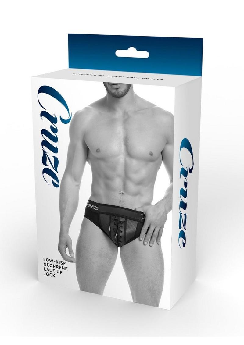 Cruze Kick-Off Lace Up Jock Brief - Large/XLarge - Black