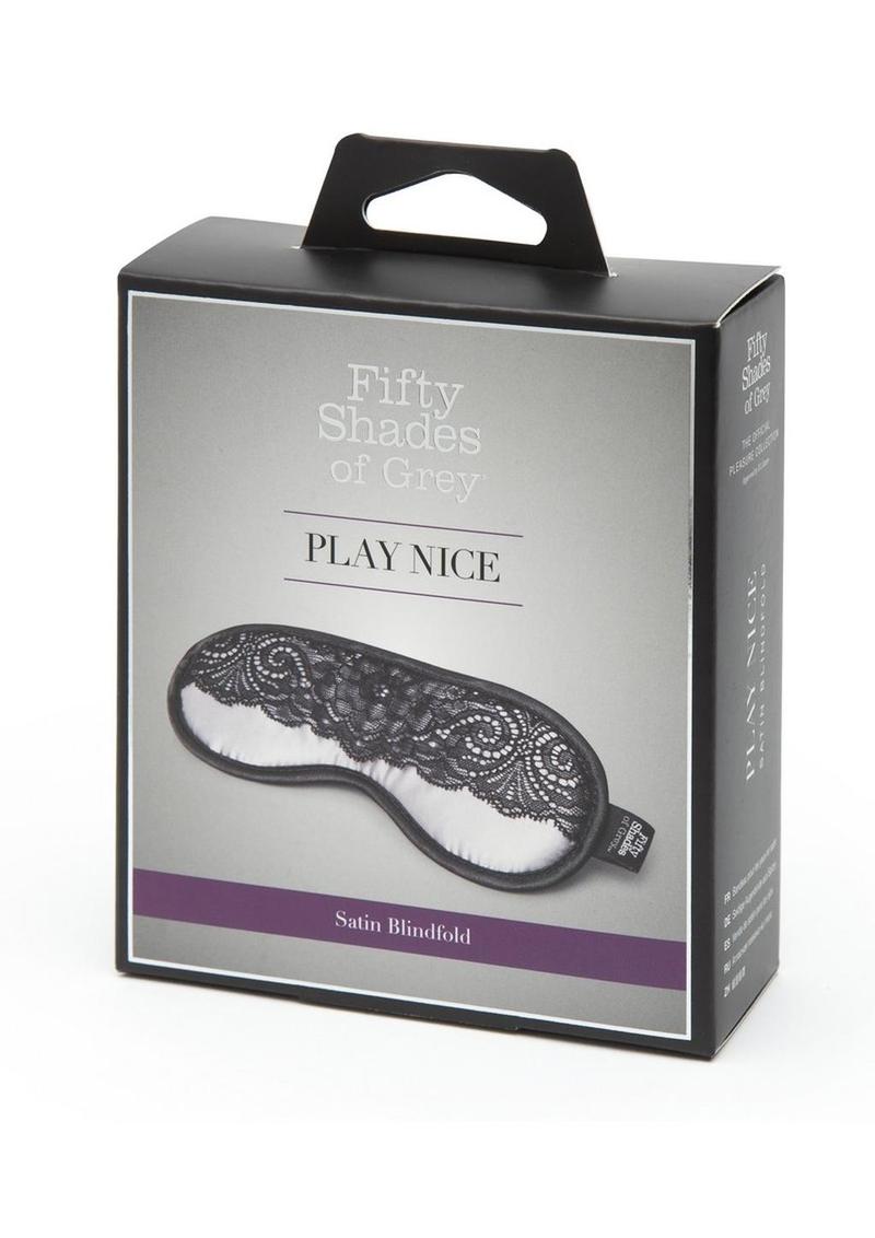 Fifty Shades of Grey Play Nice Satin and Lace Blindfold - Silver/Black