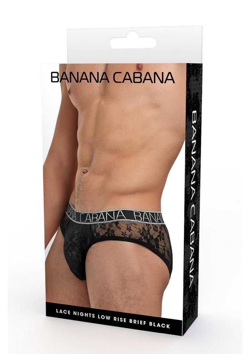 Banana Cabana Lace Nights Low Rise Brief - Small/Medium - Black