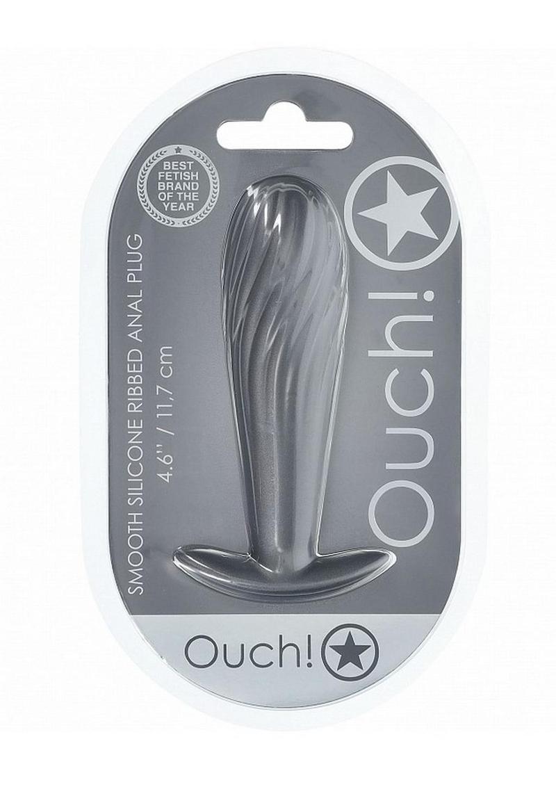 Ouch! Ribbed Anal Plug Silicone - Gun Metal