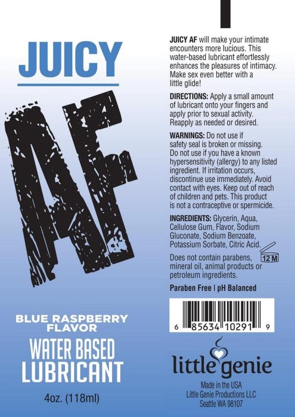 Juicy AF Water Based Flavored Lubricant Blue Raspberry 4oz - Image 2