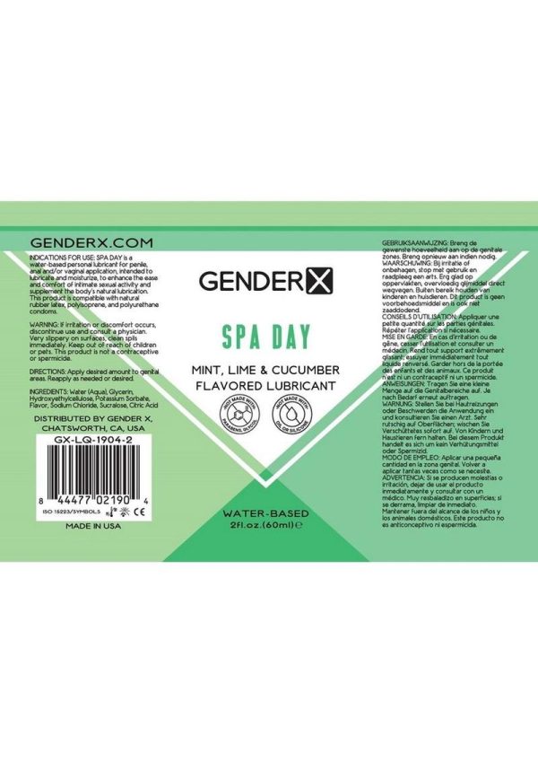 Gender x Spa Day Water Based Flavored Lubricant 2oz - Mint - Image 2