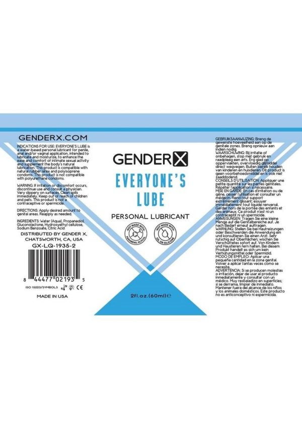 Gender X Everyone`s Lube Water Based Lubricant 2oz - Image 2