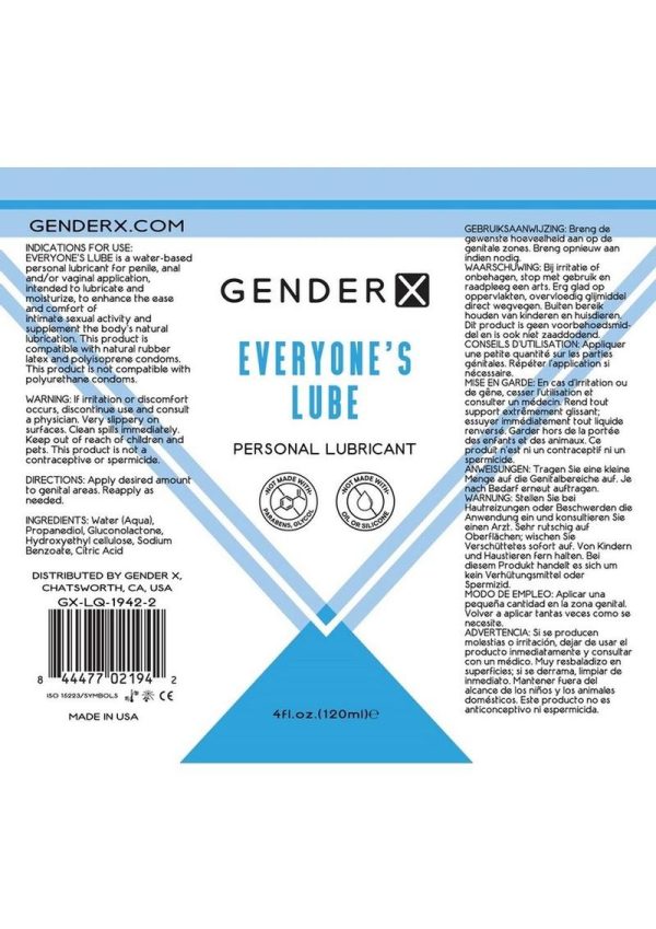 Gender X Everyone`s Lube Water Based Lubricant 4oz - Image 2