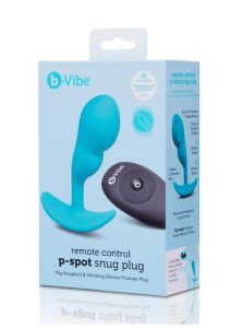 B-Vibe P-Spot Rechargeable Silicone Snug Plug with Remote Control 95g - Blue