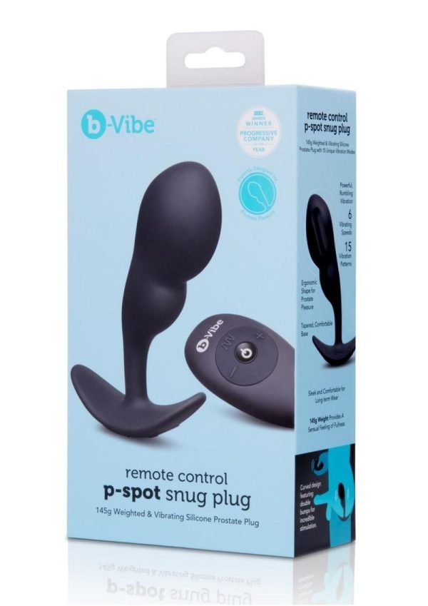 B-Vibe P-Spot Rechargeable Silicone Snug Plug with Remote Control 145g - Black