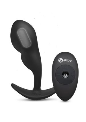 B-Vibe P-Spot Rechargeable Silicone Snug Plug with Remote Control 145g - Black