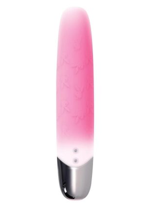 Playboy Bunnies On Parade Rechargeable Silicone Vibrator with Clitoral Stimulator - Pink