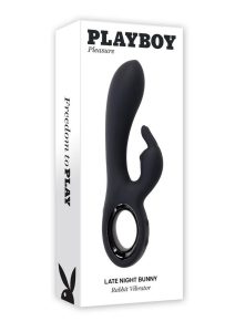 Playboy Late Night Bunny Rechargeable Silicone Dual Vibrator - Black