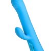 Bang! Rotating Beaded Rechargeable Silicone Rabbit Vibrator - Blue