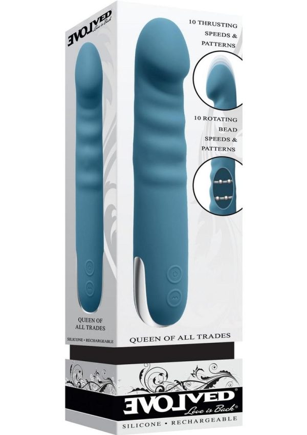 Queen of All Trades - Rechargeable Silicone Dual Vibrator - Blue