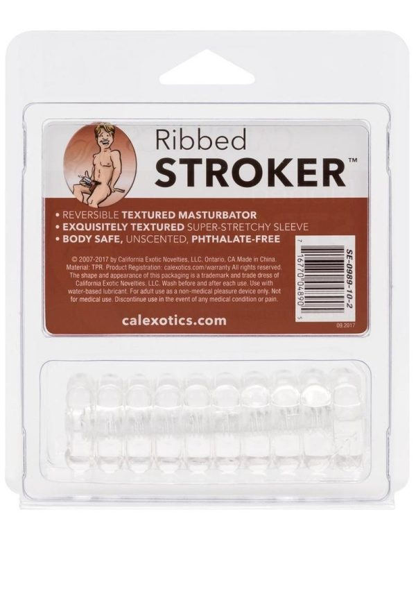 RIBBED STROKER REVERSIBLE TEXTURED MASTURBATOR SLEEVE CLEAR - Image 4