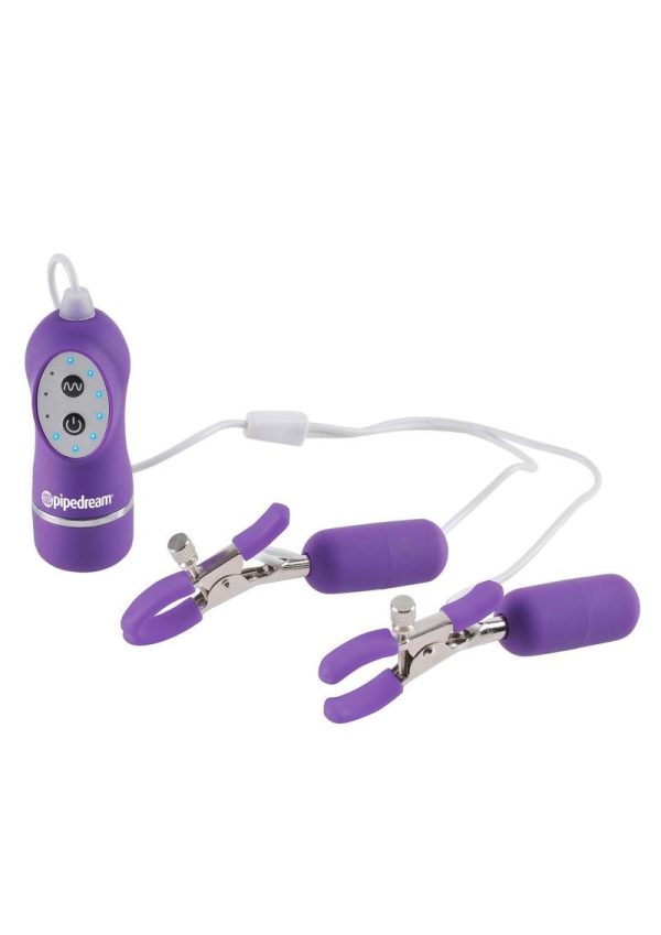 Fetish Fantasy Series 10 Function Vibrating Nipple Clamps Purple - Image 3
