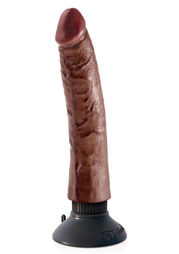 King Cock Vibrating Realistic Dildo Waterproof Brown 7 Inch - Image 3