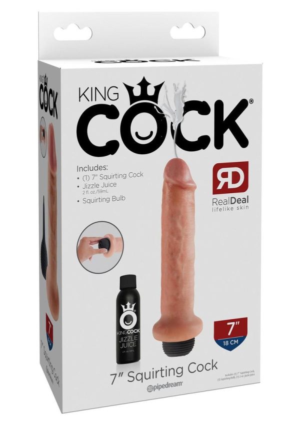 King Cock Squirting Dildo Kit Flesh 7 Inches - Image 2