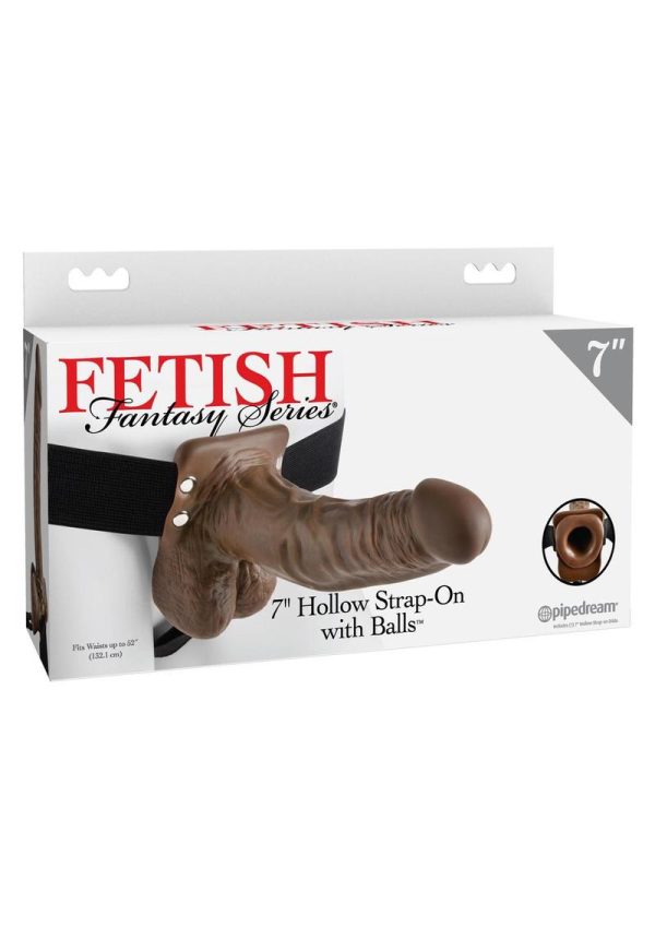 Fetish Fantasy Series Hollow Strap-On Dong With Balls Brown 7 Inch - Image 2