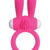 Neon Silicone Vibrating Rabbit Ring - Pink/White