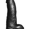 BBC Big Black Cock Phat Boy Realistic Dildo with Balls 10in - Black