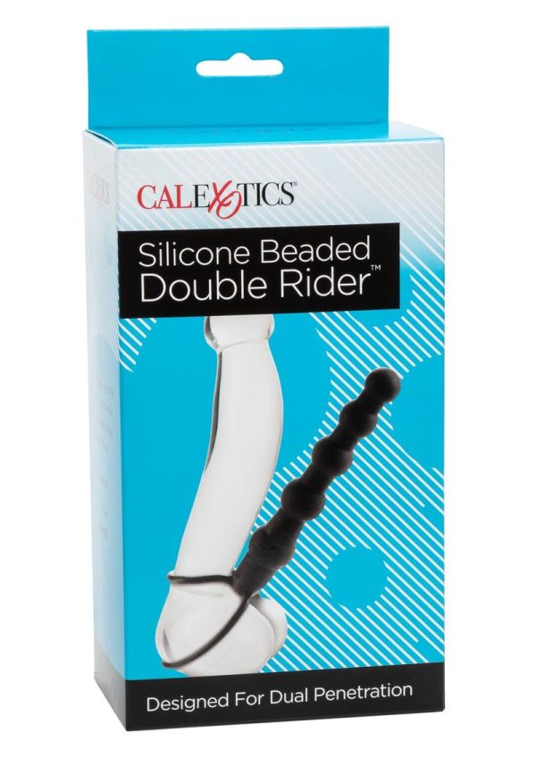 Silicone Beaded Double Rider Anal Probe Cockring Black - Image 2