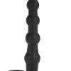 Silicone Beaded Double Rider Anal Probe Cock Ring - Black