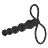 Silicone Beaded Double Rider Anal Probe Cockring Black - Image 3