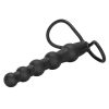 Silicone Beaded Double Rider Anal Probe Cockring Black - Image 4
