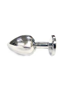 Rouge Smooth Stainless Steel Anal Plug - Large - Clear Jewel